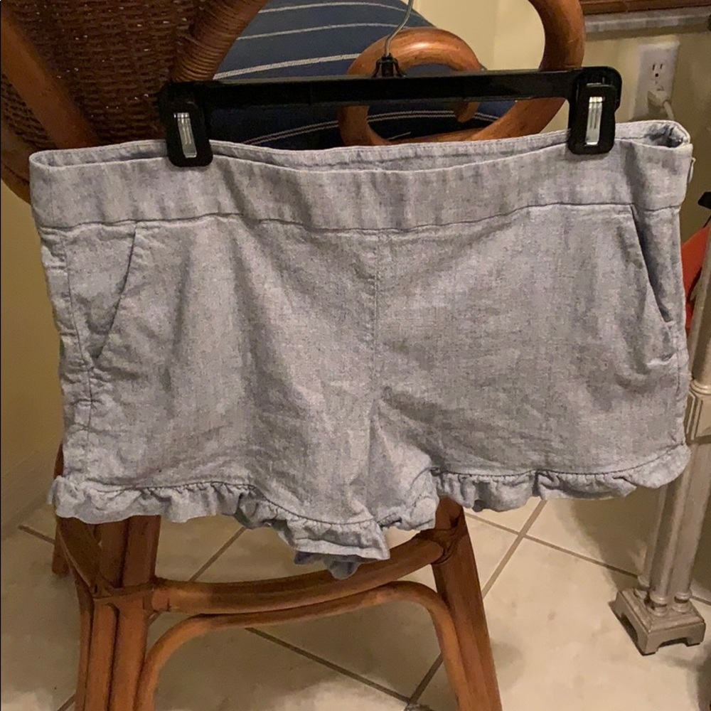 Gray Loft Ruffled Shorts